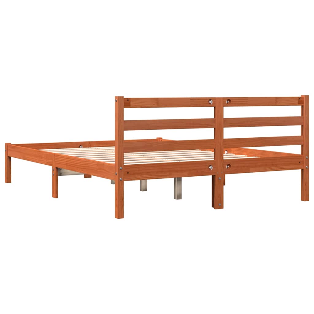 Bed Frame without Mattress Wax Brown 140x190 cm Solid Wood Pine